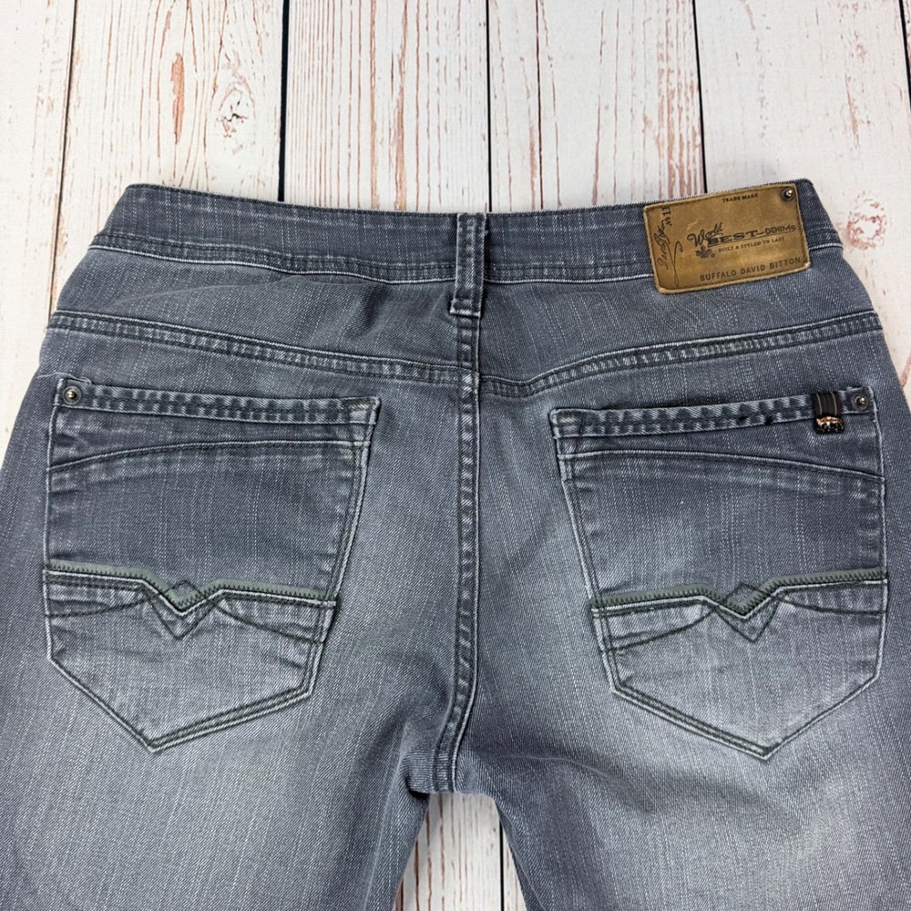 Buffalo David Bitton Six-X Mens Straight Leg Gray Faded Jeans 30x30 2735693
